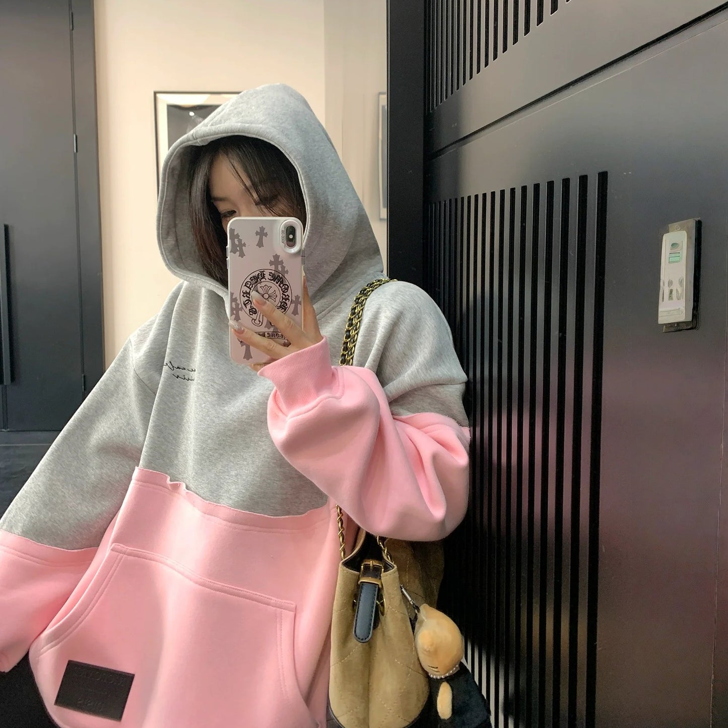 【トップス】切り替え 春 秋 冬 裏起毛 フード付き パーカー 【FCシリーズ】