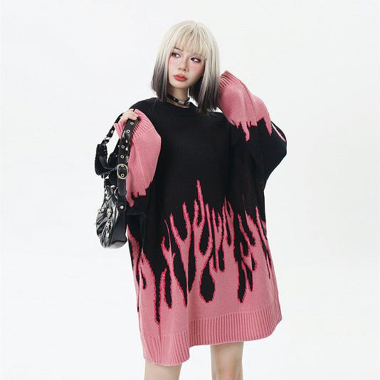 【トップス】デザイン感 クレイジーカラー ニットセーター 男女兼用 グラデーション インスタ風 欧米ストリート オーバーサイズ【FCシリーズ】