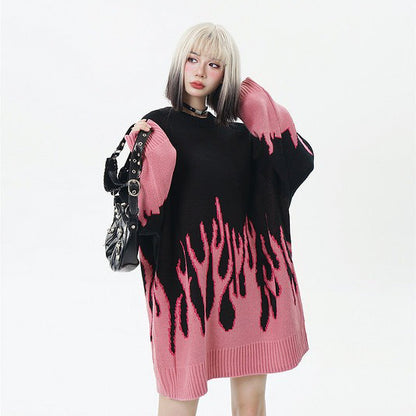 【トップス】デザイン感 クレイジーカラー ニットセーター 男女兼用 グラデーション インスタ風 欧米ストリート オーバーサイズ【FCシリーズ】