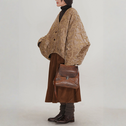 【アウター】オフィスカジュアル風 Vネック 中綿ジャケット 【JZシリーズ】