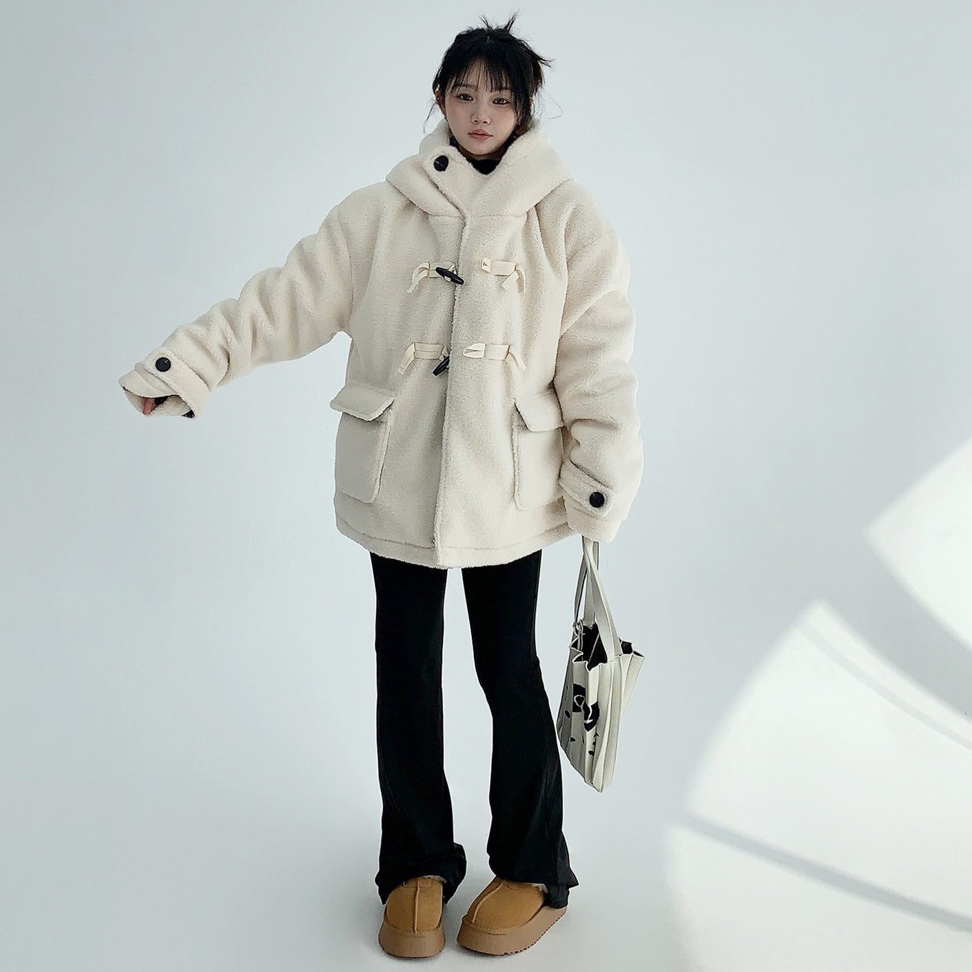 【アウター】春 秋 冬 レトロ ボア素材 厚手 あったか フード付き中綿ジャケット 【FCシリーズ】