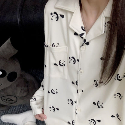 【インナー】パンダ柄 デロン 保温 ルームウェア ペア対応 男女兼用  カートゥーン 秋冬新作