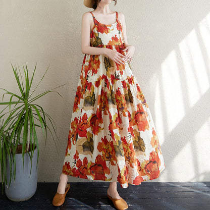 全6柄展開【ワンピース】 花柄 切り替え キャミワンピ 涼感薄手 ふんわりティアードデザイン ノースリーブワンピース【SHシリーズ】