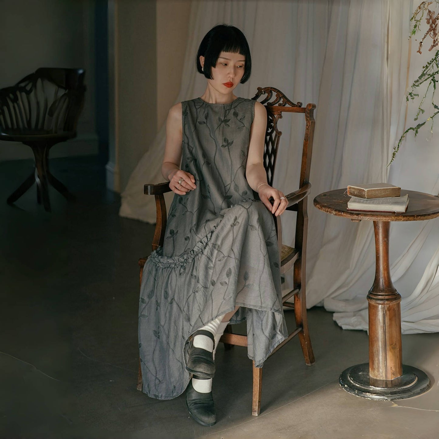 【ワンピース】夏 和風刺繍 ノースリーブワンピース 【SHシリーズ】