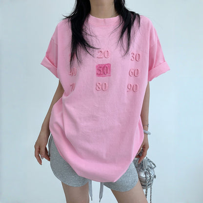 【トップス】夏 立体ナンバー刺繍 コットン 半袖 Ｔシャツ 【FCシリーズ】