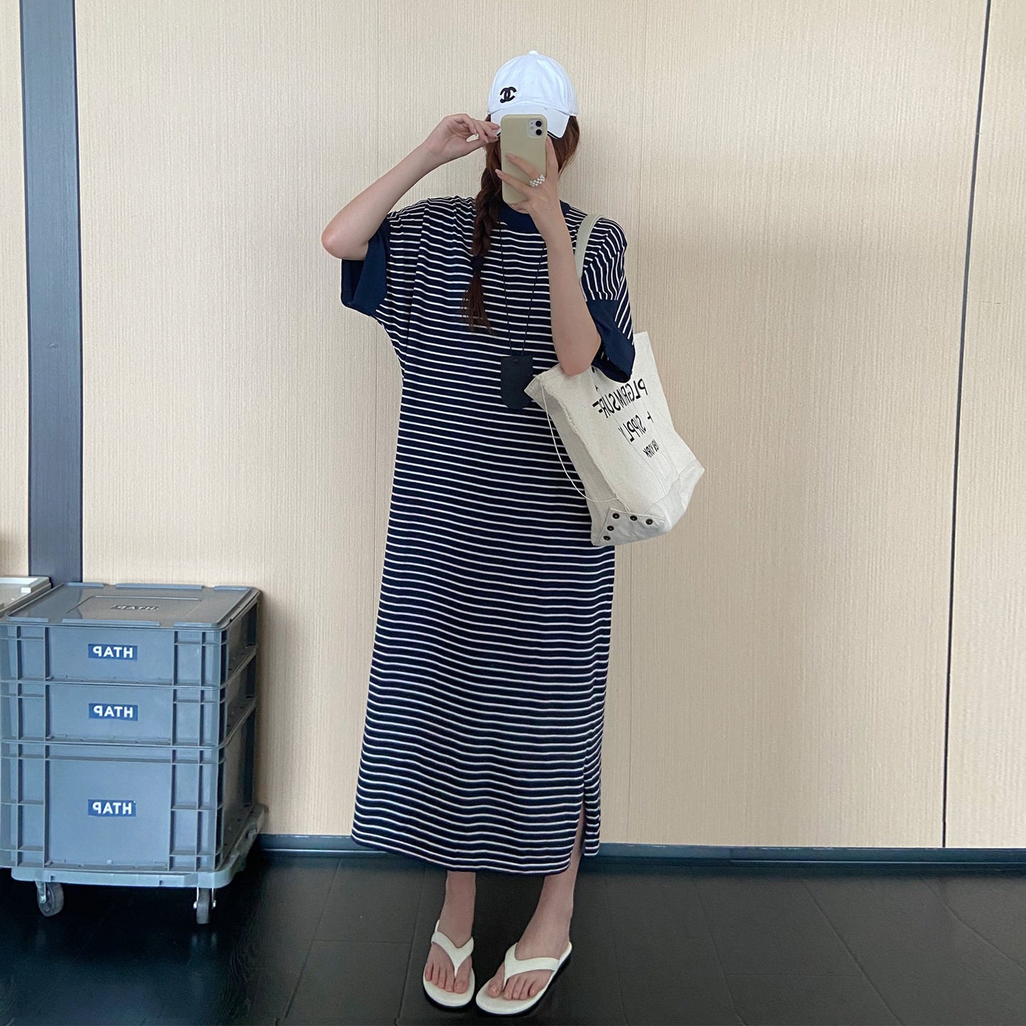 【ワンピース】ボーダーTシャツワンピース レディース 夏 半袖 ロング丈 ゆったりシルエット 体型カバー 着痩せ 大人カジュアル【JZシリーズ】