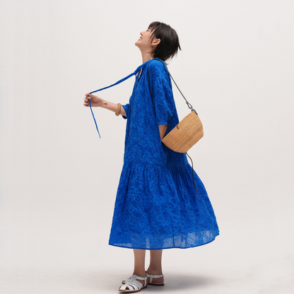 【ワンピース】【15~20日内発送】夏 クラインブルー 美肌見え	夏向け  薄手 半袖 ワンピース 【SHシリーズ】