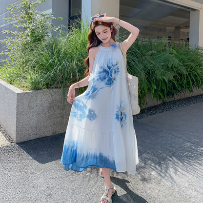 【ワンピース】ブルータイダイ プリント ホルターネック キャミワンピース 【SHシリーズ】