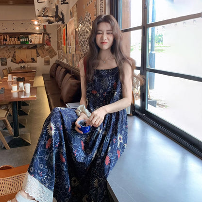 【ワンピース】ボヘミアンムード漂うノースリーブプリントワンピース 上品なリゾート感溢れる夏新作【SHシリーズ】