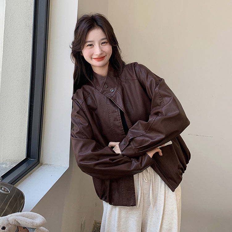 【アウター】ミラードコーヒー PUレザージャケット 高級感あふれるストリートスタイル バイカージャケット【JZシリーズ】