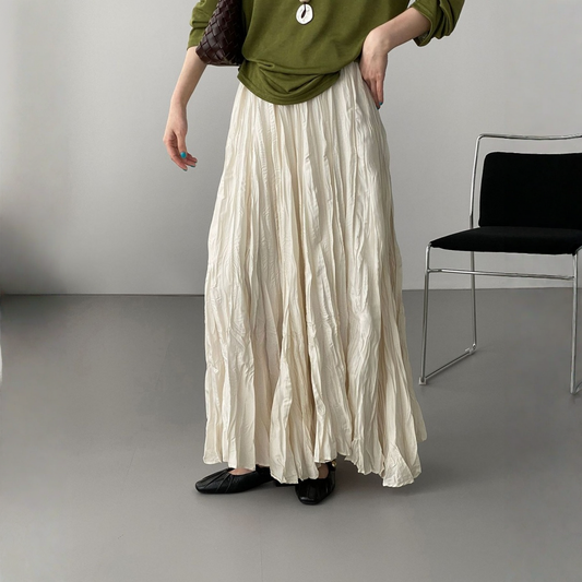 【ボトムス】プリーツ テクスチャー感 フレア しわ感スカート 【JZシリーズ】