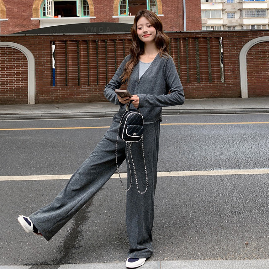 2点セット！【セットアップ】高級感 スウェット × ワイドパンツ セットアップ レディース 春秋 新作 カジュアルスポーツ 2点セット ゆる感で超可愛い【JZシリーズ】