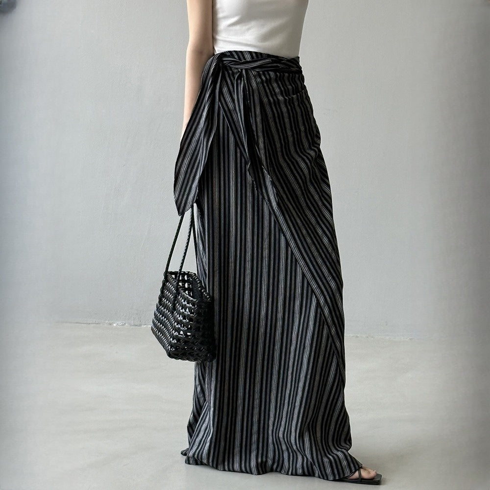 【来年夏再販】【ボトムス】夏 リゾート風 ウエストリボン Aライン スカート 【SNシリーズ】