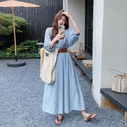 【ワンピース】優しいエレガンス デザイン感 ベルト 日焼け防止 長袖ワンピース【JZシリーズ】