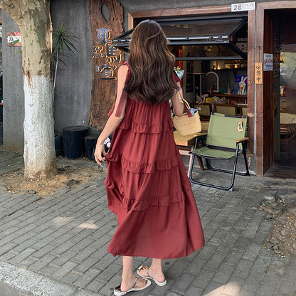 【ワンピース】フレンチレトロ 夏 気質おしゃれ ノースリーブキャミワンピース【JZシリーズ】