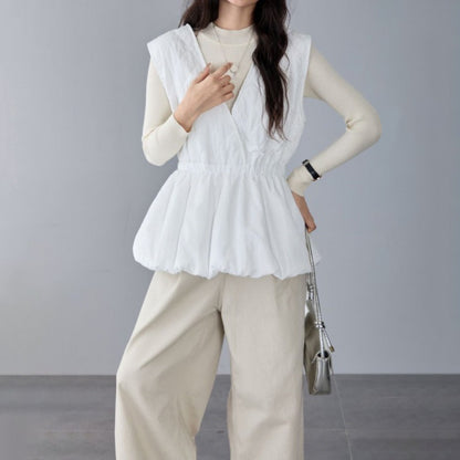 【トップス】日系 春秋新作 ノースリーブ Vネック ベスト