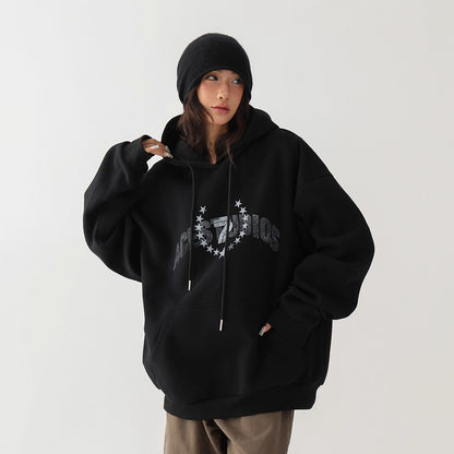 【トップス】秋冬新作 高見えロゴ×ゆるシルエット 体型カバー フード付きパーカー【FCシリーズ】