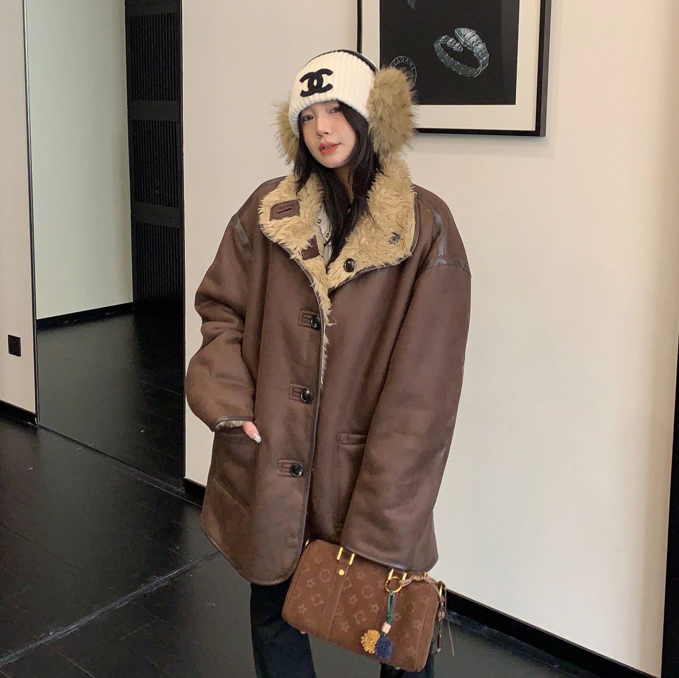 【アウター】♡両面着られる！スエード調 厚手ジャケット レディース あったか冬コート【FCシリーズ】