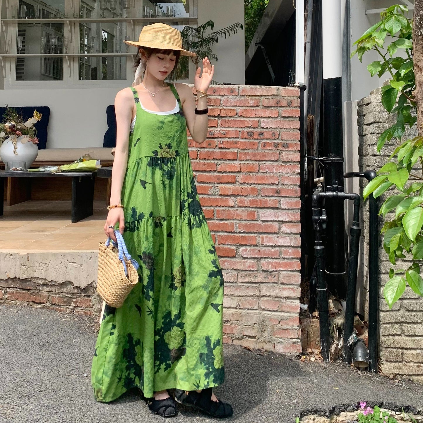 【ワンピース】夏新作 高見え ゆったり カジュアル ノースリーブワンピース【SHシリーズ】