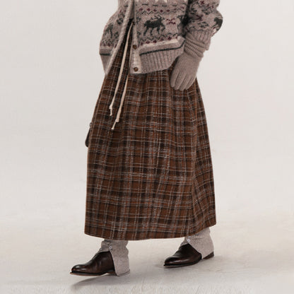 【ボトムス】冬にぴったりのチェック柄♡ ウール調 Aライン スカート ハイウエスト スタイルアップ効果も◎【JZシリーズ】【15~20日内発送】