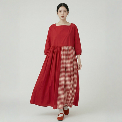 【ワンピース】切り替え 切り替え レトロ フレア 長袖 ワンピース 【JZシリーズ】