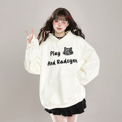 【トップス】猫耳 フード付き スウェット レディース 秋冬 裏起毛 ゆったり かわいい パーカー【FCシリーズ】