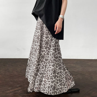 【ボトムス】春夏新作 ハイウエストプリーツスカート レオパード柄 ヒョウ柄 Aライン 着痩せ効果【JZシリーズ】【SHシリーズ】