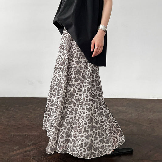 【ボトムス】春夏新作 ハイウエストプリーツスカート レオパード柄 ヒョウ柄 Aライン 着痩せ効果【JZシリーズ】【SHシリーズ】