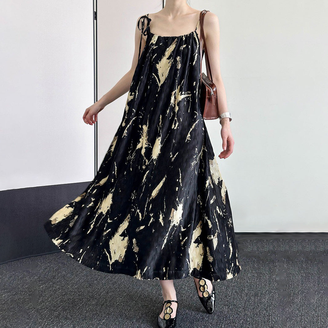 【ワンピース】夏 韓国風 花柄 レトロ ゆったり ドレープ ノースリーブ ワンピース【JZシリーズ】【SHシリーズ】