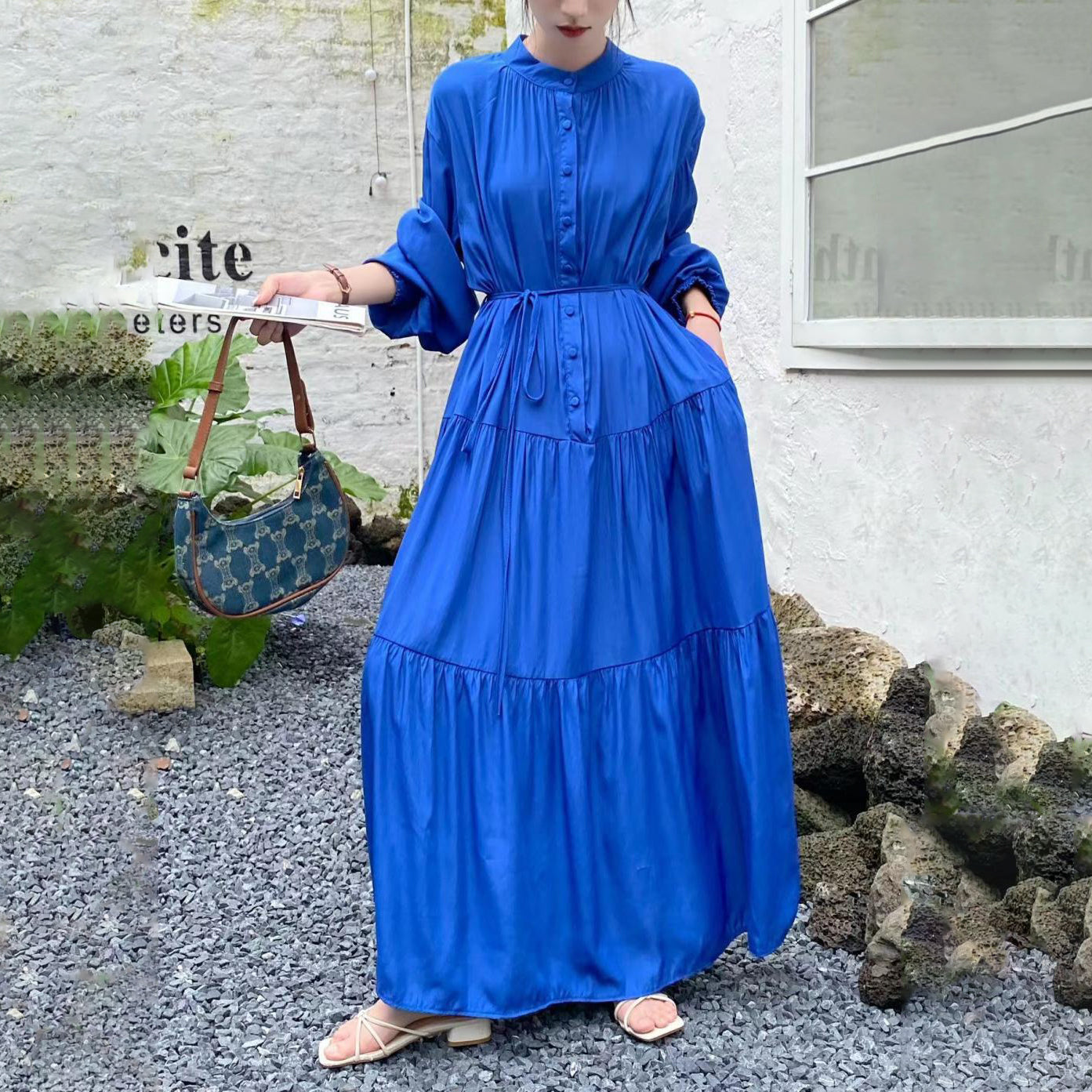 【24AW】【ワンピース】全8色 ゆったり プラスサイズ 長袖ワンピース