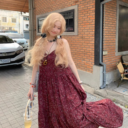 【ワンピース】フレンチエレガンス 花柄 Vネック ノースリーブ キャミワンピース フレアシルエット【SHシリーズ】