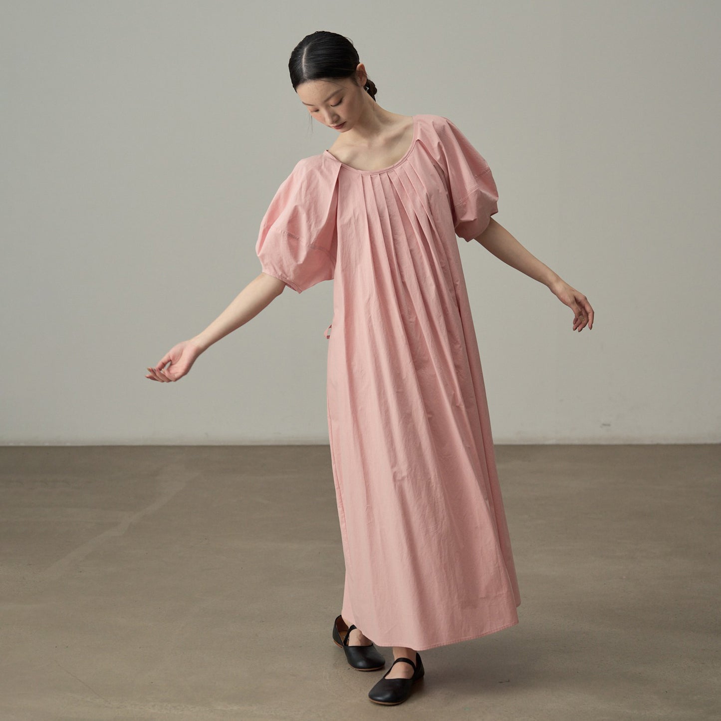 【ワンピース】フレンチガーリー 半袖 パフスリーブワンピース ゆったりシルエットで体型カバー◎ 夏のバカンスに最適【JZシリーズ】