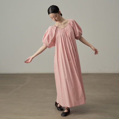 【ワンピース】フレンチガーリー 半袖 パフスリーブワンピース ゆったりシルエットで体型カバー◎ 夏のバカンスに最適【JZシリーズ】