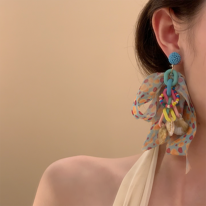 【🎁 B2G1｜先行スタート！】【グッズ】夏新作 個性派 ビーズ刺繍ピアス 海辺リゾート風 ユニークデザイン イヤリング