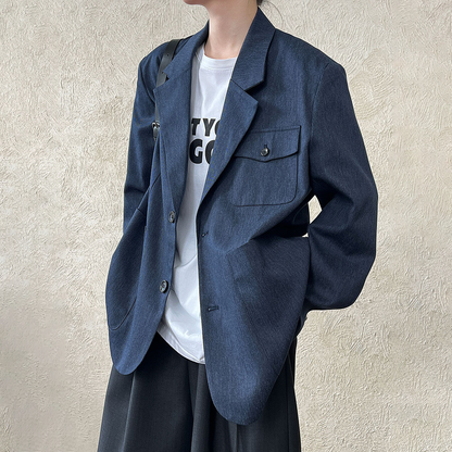 【アウター】フレンチ風 ポケット付きスーツジャケット レディース 秋新作 オーバーサイズ カジュアルアウター【SNシリーズ】