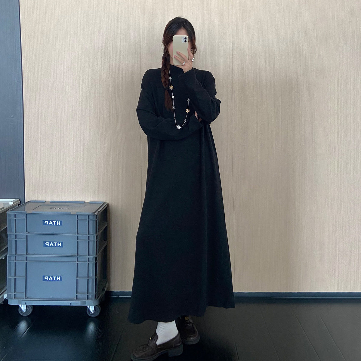 【ワンピース】大人上品ニットワンピース レディース 秋冬新作 ロング丈 ゆったり 着回し 大人カジュアル【JZシリーズ】
