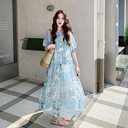 【ワンピース】今年のトレンド フレンチ気質 花柄半袖ワンピース【SHシリーズ】