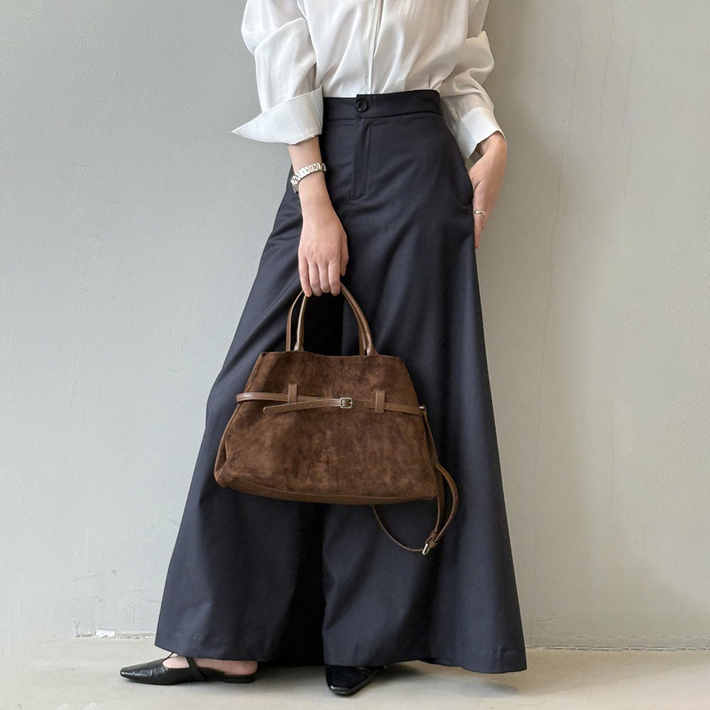 【ボトムス】リラックス感 レディース 秋 ハイウエスト ドレープ感 カジュアル フルレングス フレアパンツ【JZシリーズ】