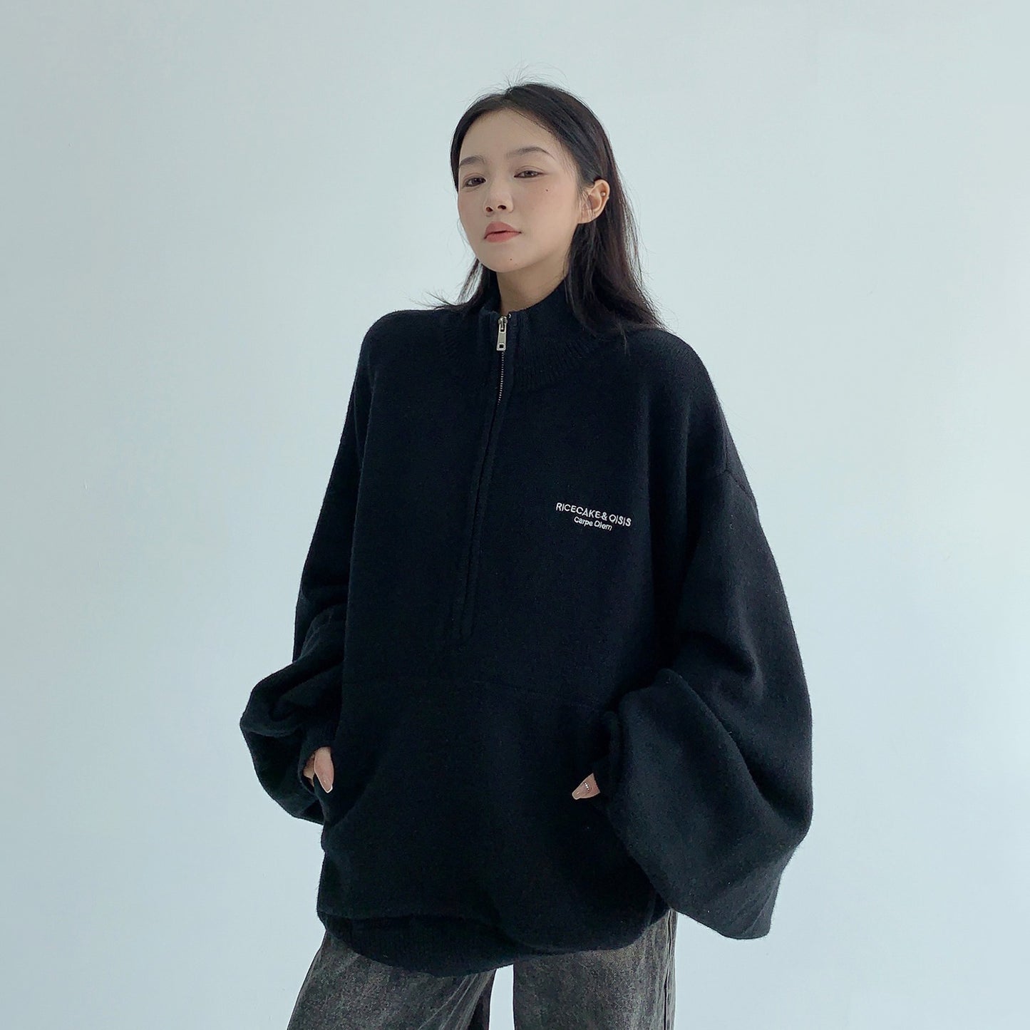 【トップス】厚手 ハイネック ニット レディース レトロデザイン ゆるふわスリーブ付き【FCシリーズ】