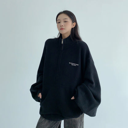 【トップス】厚手 ハイネック ニット レディース レトロデザイン ゆるふわスリーブ付き【FCシリーズ】