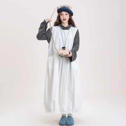 【単品注文】【セットアップ】日系風 黒 バルーンシルエット ノースリーブワンピース＋トップス セット レディース 秋新作 大人可愛い【JZシリーズ】