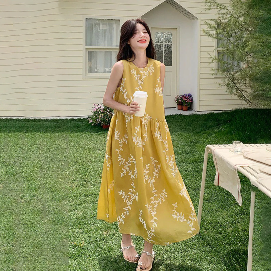 【ワンピース】夏 刺繍 ゆったり ノースリーブ 合わせやすい ワンピース【SHシリーズ】