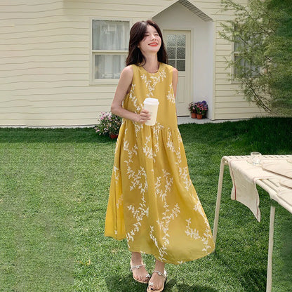 【ワンピース】夏 刺繍 ゆったり ノースリーブ 合わせやすい ワンピース【SHシリーズ】