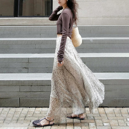 【セットアップ】【単品注文】韓国風上下セット Tシャツ＋スカート そのままコーデ完成 カフェカラー 減齢見え おしゃれコーデ【SHシリーズ】