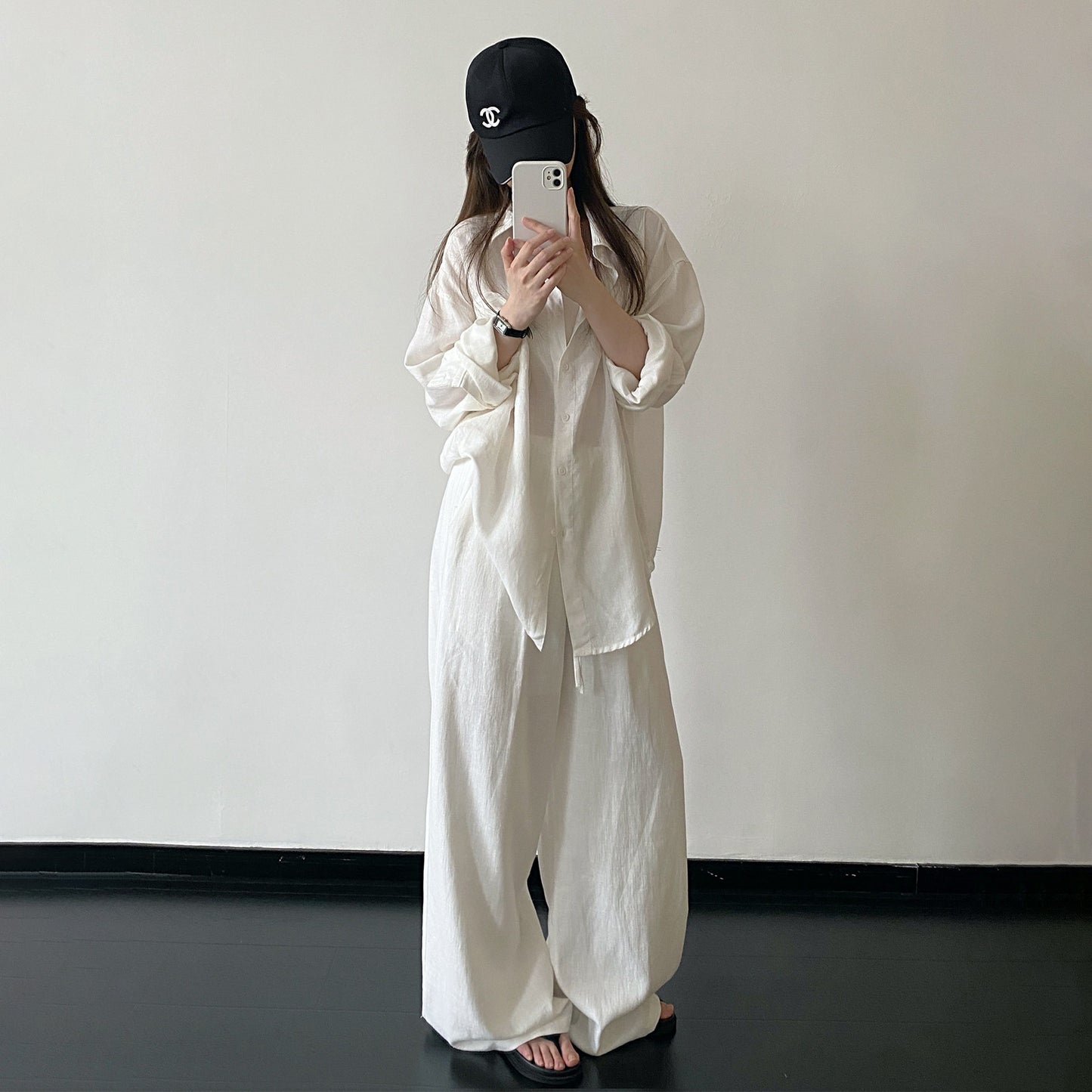 【セットアップ】【単品注文】リネンシャツ + パンツ 上下セット 春夏 ゆったり ルーズフィット レトロ カジュアル きれいめ リラックスコーデ【FCシリーズ】