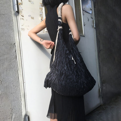 【バッグ】オリジナルデザイナーズ ワンショルダーバッグ プリーツデザイン＋ハンドメイド結びデザイン