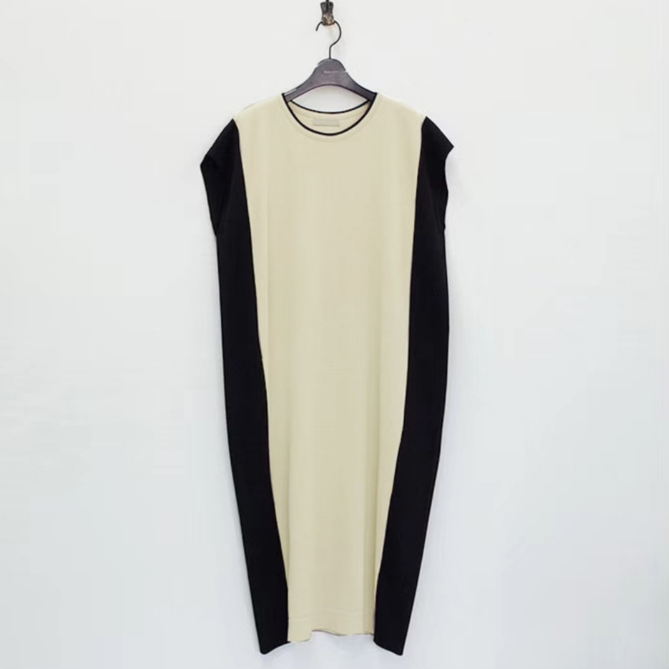 【ワンピース】夏 ゆったり 配色 韓国風 着痩せ 半袖ワンピース