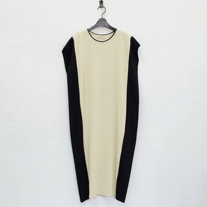 【ワンピース】夏 ゆったり 配色 韓国風 着痩せ 半袖ワンピース