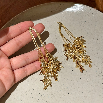 【グッズ】小麦モチーフフリンジピアス レディース大ぶり シルバーポスト 個性派 高見えアクセサリー