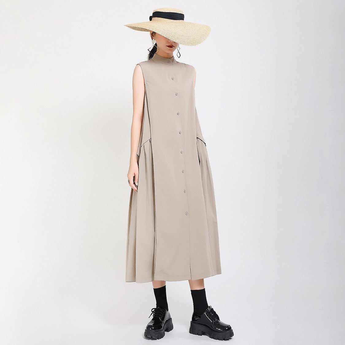 【ワンピース】欧米風 ノースリーブワンピース｜レイヤード風 ロング丈｜着痩せ 脚長効果 2026夏新作【JZシリーズ】